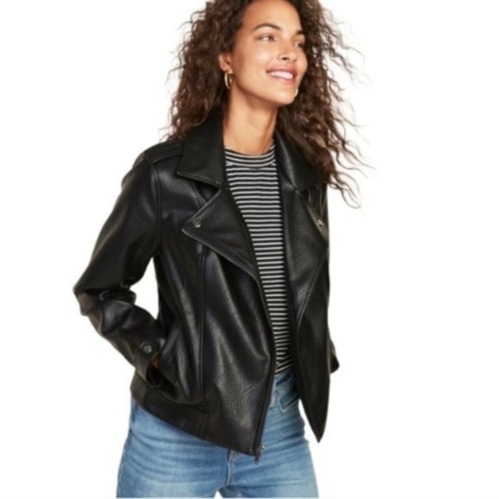 Mango Genuine Leather Black Leather Jacket